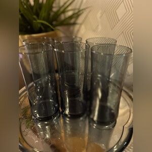 70s Libbey Apollo dusky blue glasses six tumblers